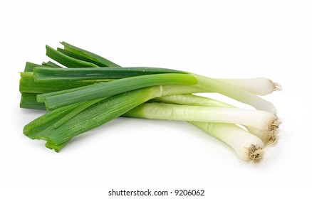 Spring Onions Isolated On White Background