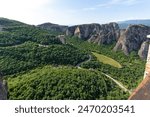 Spring Panoramic view of Meteora Monasteries, Thessaly, Greece