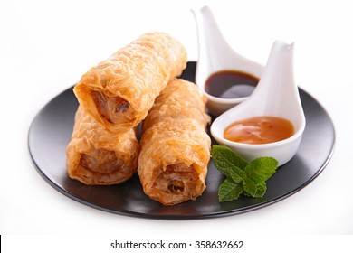 Spring Roll Isolated On White