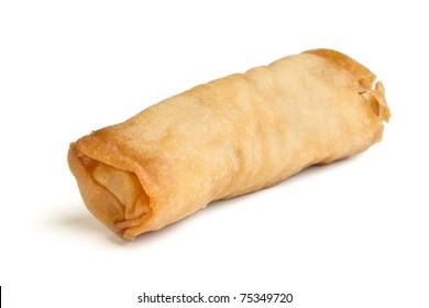 Spring Roll Also Known As  Egg Roll Isolated On White.