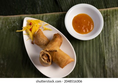 Spring Rolls  With Sauce On The Side Resturant Menu