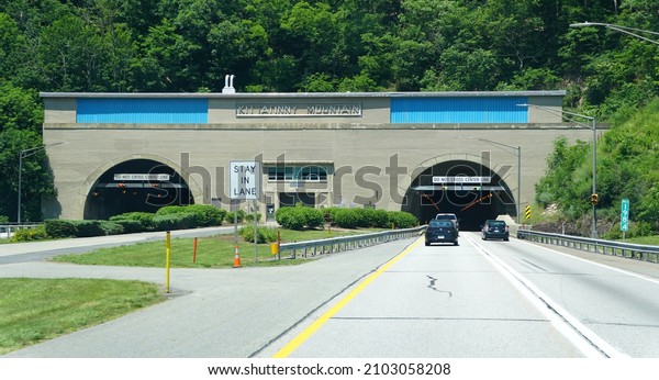 Spring Run, Pennsylvania,\
U.S.A - August 21, 2021 - The entrance into Kittatinny Mountain\
Tunnel