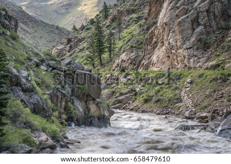 spring runoff of Cache la Poudre River above Fort Collins, Colorado