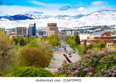 Spring snow on the foothills above downtown Boise, Idaho