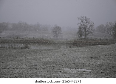 Spring Snow Squalls In Rural Ontario 