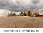 Spring storm on Lake Constance near Monfort Castle in Langenargen, Germany