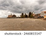 Spring storm on Lake Constance near Monfort Castle in Langenargen, Germany