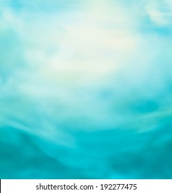 Spring Or Summer Abstract Nature Background With Blue Sea And Sky. Ocean Blur