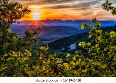 Spring Sunset Along The Blue Ridge Parkway, Virginia, USA