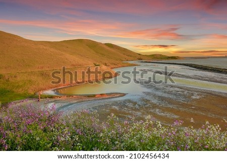 Spring Sunset at Coyote Hills Regional Park. Fremont, Alameda County, California, USA.