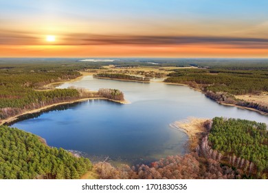 Spring Sunset In Masuria In North-eastern Poland