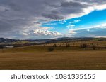 spring sunset time landscape with cloudly sky