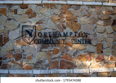 Spring, Texas / USA - August 12th, 2020: Northampton Community Center, Sign On Brick Wall.