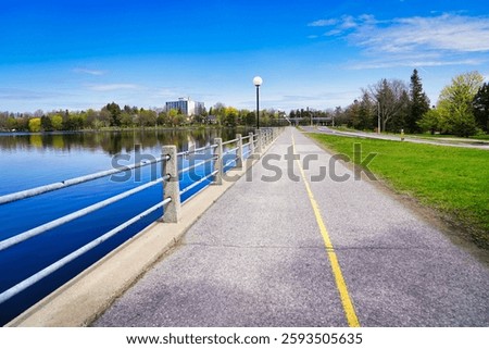 Spring time in Ottawa along the Dows lake walking path with clear blue skies in Ottawa,Ontario,Canada