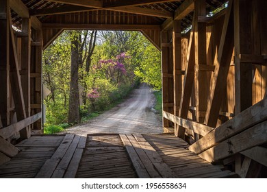 A Spring Time Road Trip Is Made Even Better, As We Drive Through A Old Covered Bridge In Southern Indiana USA