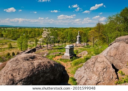 Spring view of the battlefield from Little Roundtop, Gettysburg, PA.