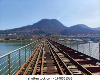 Spring Views Around The Railroad Tracks While Riding A Rail Bike: Gapyeong County Rail Park Gyeonggi-do Korea. March 31 2021. 