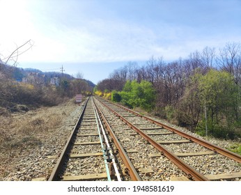 Spring Views Around The Railroad Tracks While Riding A Rail Bike: Gapyeong County Rail Park Gyeonggi-do Korea. March 31 2021. 