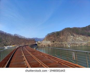 Spring Views Around The Railroad Tracks While Riding A Rail Bike: Gapyeong County Rail Park Gyeonggi-do Korea. March 31 2021. 