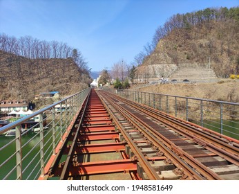 Spring Views Around The Railroad Tracks While Riding A Rail Bike: Gapyeong County Rail Park Gyeonggi-do Korea. March 31 2021. 