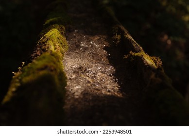 spring water flows through the gutter