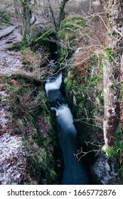 Spring Water Mountain Fast Flowing River Shot With Long Exposure At The Lake District, UK