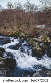 Spring Water Mountain Fast Flowing River Shot With Long Exposure At The Lake District, UK