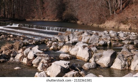 Spring At The Water Weir In Germany