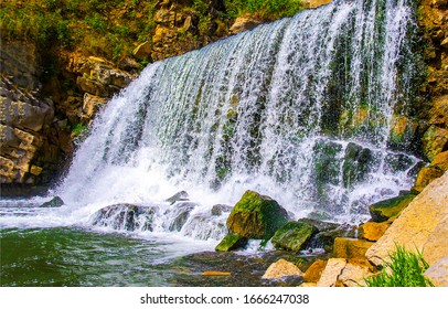 Spring Waterfall River Rocks View