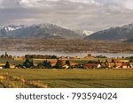 Spring wheat fields in canton of Vaud, Switzerland, view on Lake Geneva and french Alps