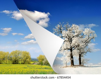 Spring And Winter Landscape