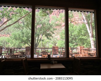 Springdale, UT, USA - Aug 2021: Visitor Center Cafe In Zion National Park