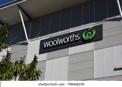 Springfield, Brisbane, Australia. August 2017 - Editorial Use Only: Woolworths Supermarkets Sign On Exterior Of Orion Centre.