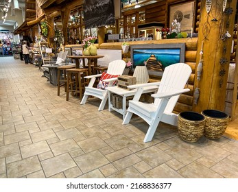 Springfield, IL USA - May 2, 2022: A Display Of Outdoor Furniture For Sale At The Scheels Sporting Goods Store In Springfield, Illinois.