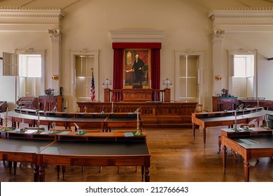 SPRINGFIELD, ILLINOIS - AUGUST 11: House Of Representatives Chamber In The Old Illinois State Capitol Building On August 11, 2014 In Springfield, Illinois