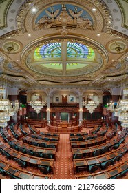 SPRINGFIELD, ILLINOIS - AUGUST 11: Newly Renovated House Of Representatives Chamber In The Illinois State Capitol Building On August 11, 2014 In Springfield, Illinois 