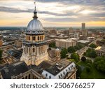 Springfield, Illinois, USA downtown city skyline with the state capital building.