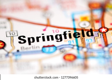 Springfield. Illinois. USA On A Geography Map