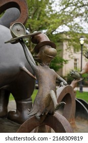 Springfield, MA - May 2022: The Sam-I-Am sculpture at the Dr. Seuss National Memorial Sculpture Garden