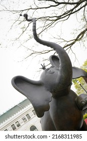 Springfield, MA - May 2022: A shot of the Horton sculpture at the Dr. Seuss National Memorial Sculpture Garden