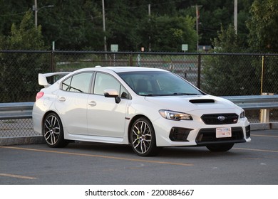 Springfield, Massachusetts - July 28, 2021: Subaru WRX STI Sport Sedan Test Drive On 2021 In Hong Kong.