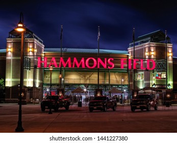 Springfield Missouri - June 13 2019 Hammons Field At Night Home Of The Springfield Cardinals Baseball Team.