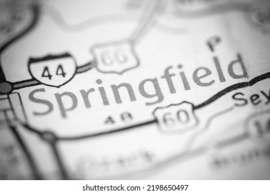 Springfield. Missouri. USA On A Geography Map.