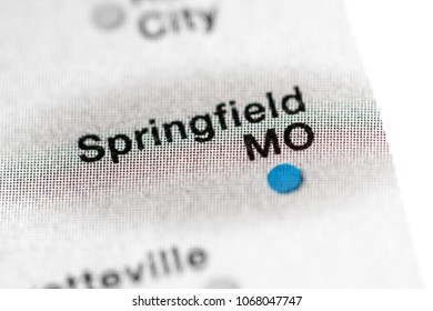 Springfield MO, USA On A Map. 