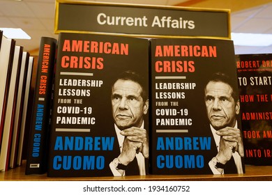 Springfield, NJ USA - March 11, 2021: Andrew Cuomo's book "American Crisis" languishes on store shelves as the Democrat New York Governor fends off sexual harassment charges from a half dozen women.