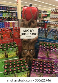 SPRINGFIELD, OR - OCTOBER 22, 2015: Angry Orchard Hard Apple Cider Tower Display On The Endcap Of An Aisle At A Grocery Store.