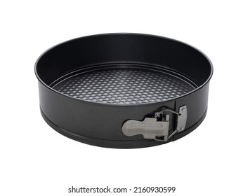 Springform Pan For Cakes Or Soft Desserts, Isolated. Round Baking Tin With Formed Base. Cake Tin