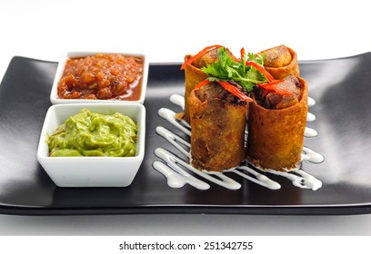 Springroll - Traditional Asian Appetizer On A Plate