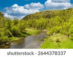Springtime image of the  Kinnickinnic River in Western Wisconsin.
