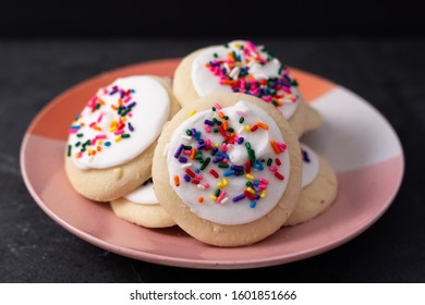 Sprinkle Cookies With Vanilla Icing